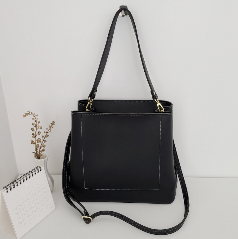 レザー調ジップアップDリング無地ショルダーバッグストラップセット(バックルあり) | 詳細画像18