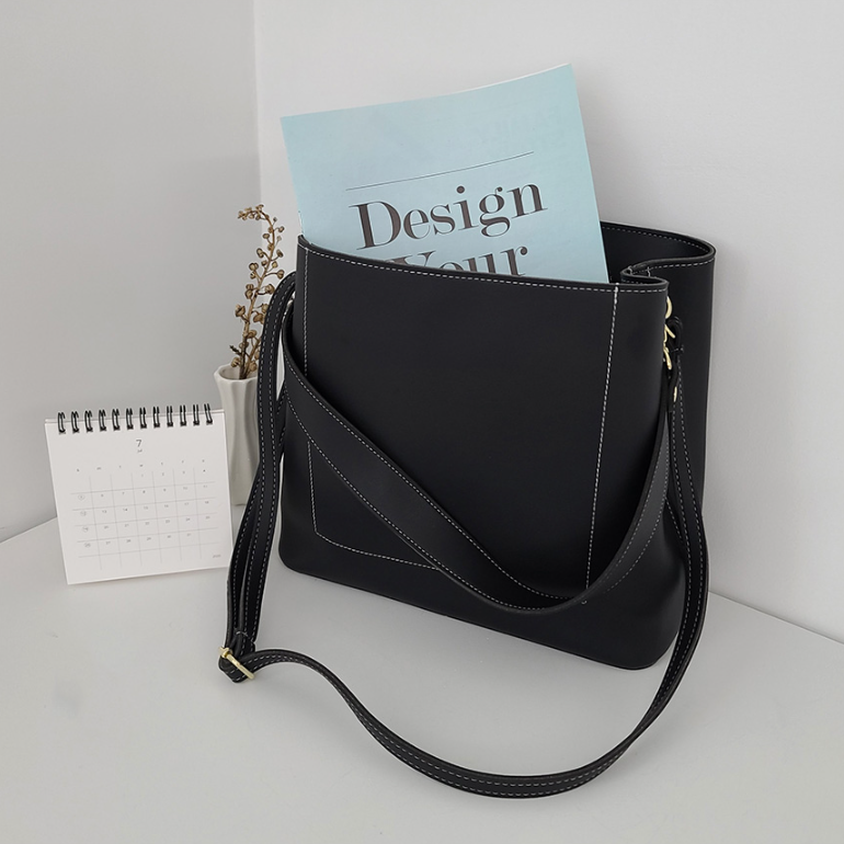 レザー調ジップアップDリング無地ショルダーバッグストラップセット(バックルあり) | 詳細画像19