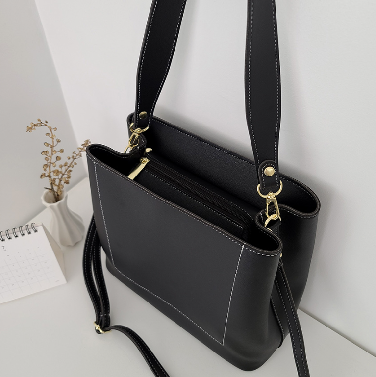 レザー調ジップアップDリング無地ショルダーバッグストラップセット(バックルあり) | 詳細画像20