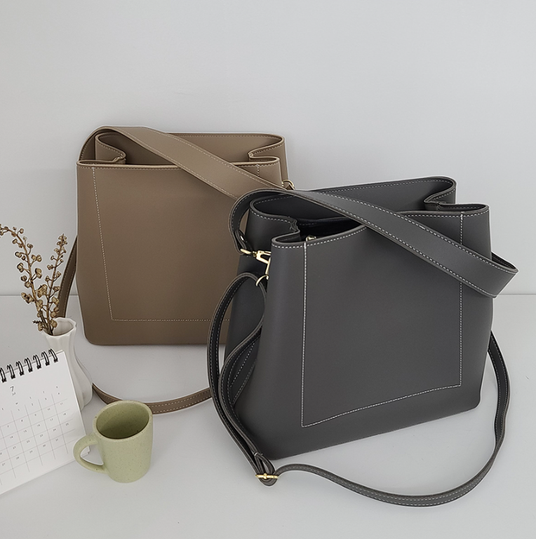 レザー調ジップアップDリング無地ショルダーバッグストラップセット(バックルあり) | 詳細画像22