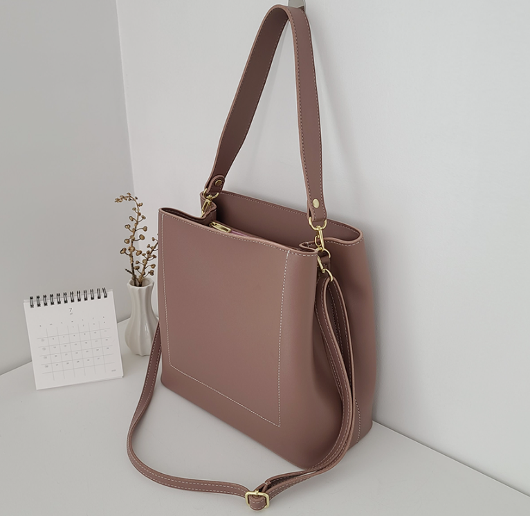 レザー調ジップアップDリング無地ショルダーバッグストラップセット(バックルあり) | 詳細画像28