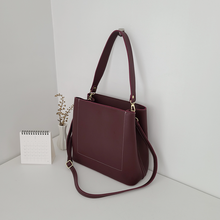 レザー調ジップアップDリング無地ショルダーバッグストラップセット(バックルあり) | 詳細画像32