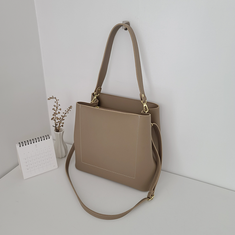 レザー調ジップアップDリング無地ショルダーバッグストラップセット(バックルあり) | 詳細画像36