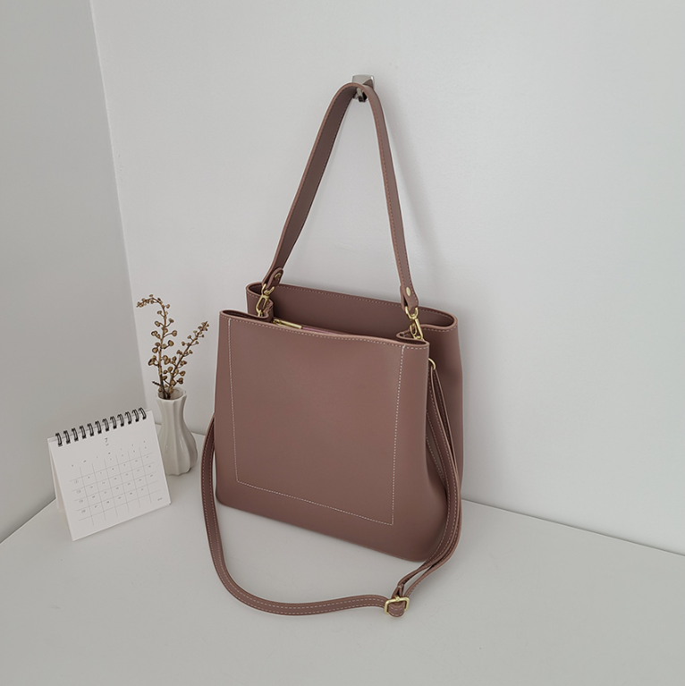 レザー調ジップアップDリング無地ショルダーバッグストラップセット(バックルあり) | 詳細画像37