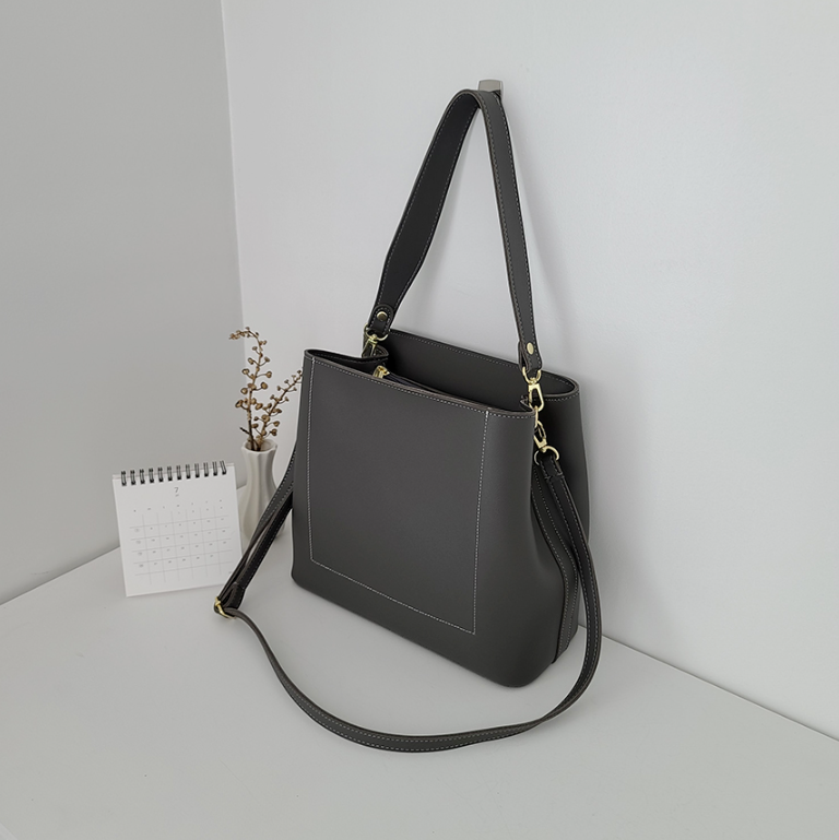 レザー調ジップアップDリング無地ショルダーバッグストラップセット(バックルあり) | 詳細画像38