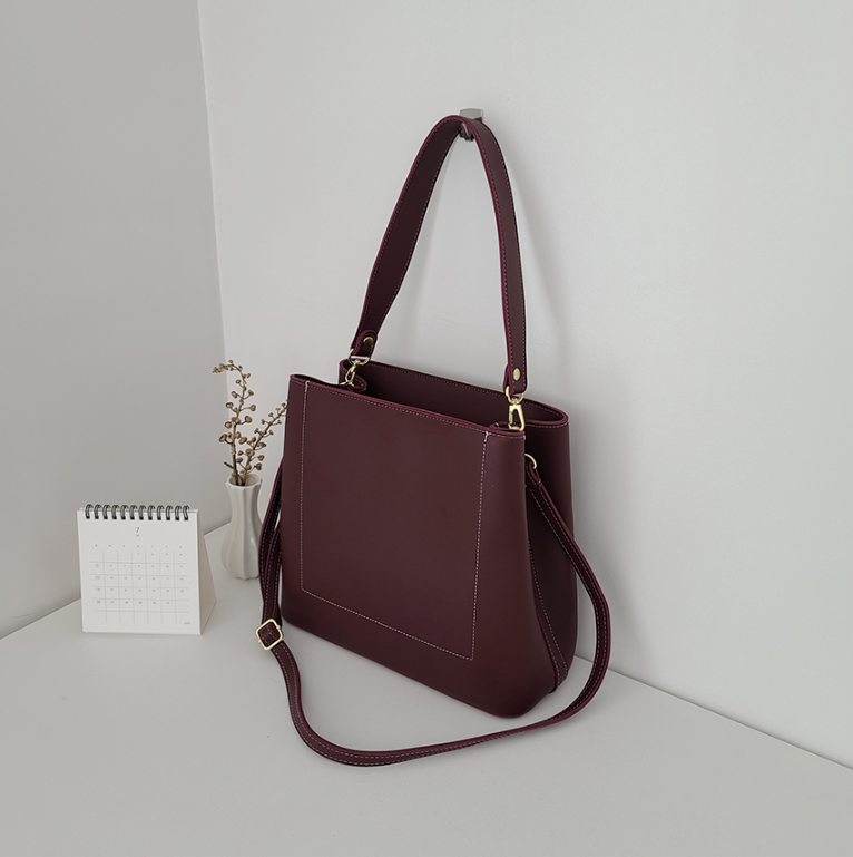 レザー調ジップアップDリング無地ショルダーバッグストラップセット(バックルあり) | 詳細画像40