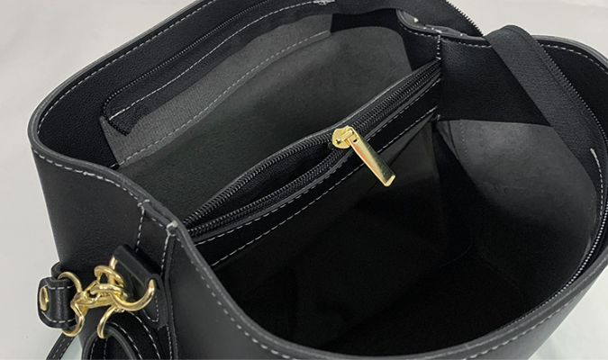 レザー調ジップアップDリング無地ショルダーバッグストラップセット(バックルあり) | 詳細画像44