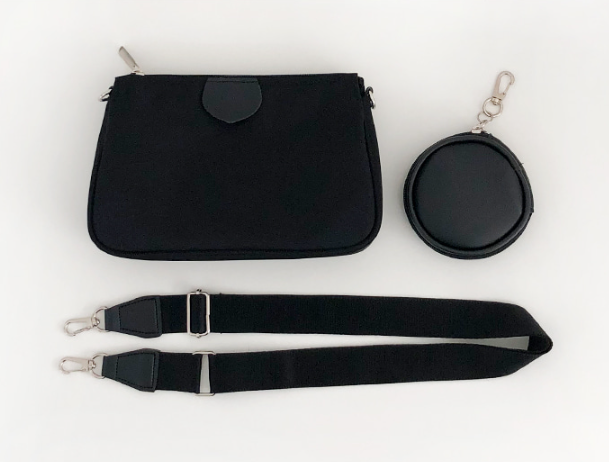 ジップアップポケットDリング無地ショルダーバッグポーチ付 | 詳細画像7