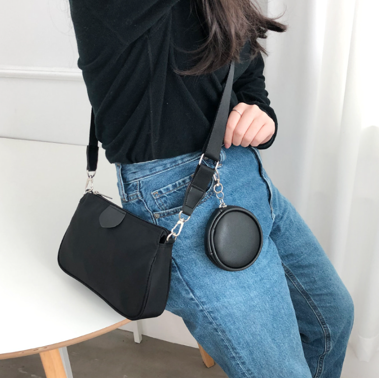 ジップアップポケットDリング無地ショルダーバッグポーチ付 | 詳細画像5