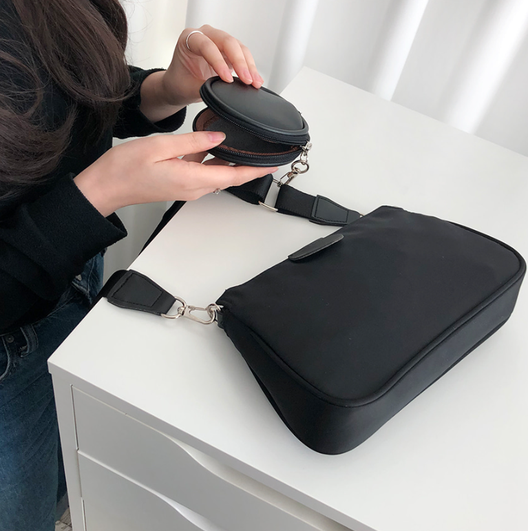 ジップアップポケットDリング無地ショルダーバッグポーチ付 | 詳細画像9