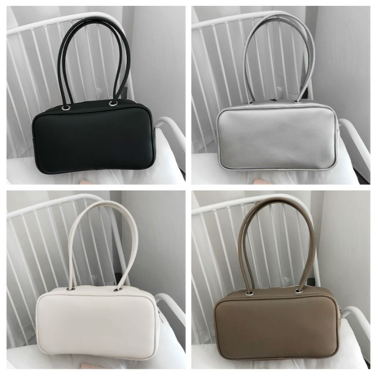 レザー調ポケットダブルジップ無地トートバッグ | 詳細画像5