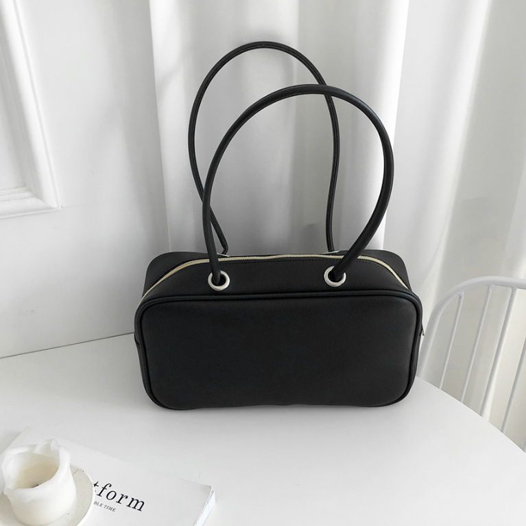 レザー調ポケットダブルジップ無地トートバッグ | 詳細画像8