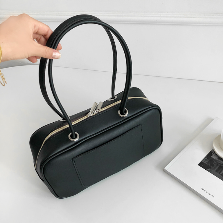 レザー調ポケットダブルジップ無地トートバッグ | 詳細画像9