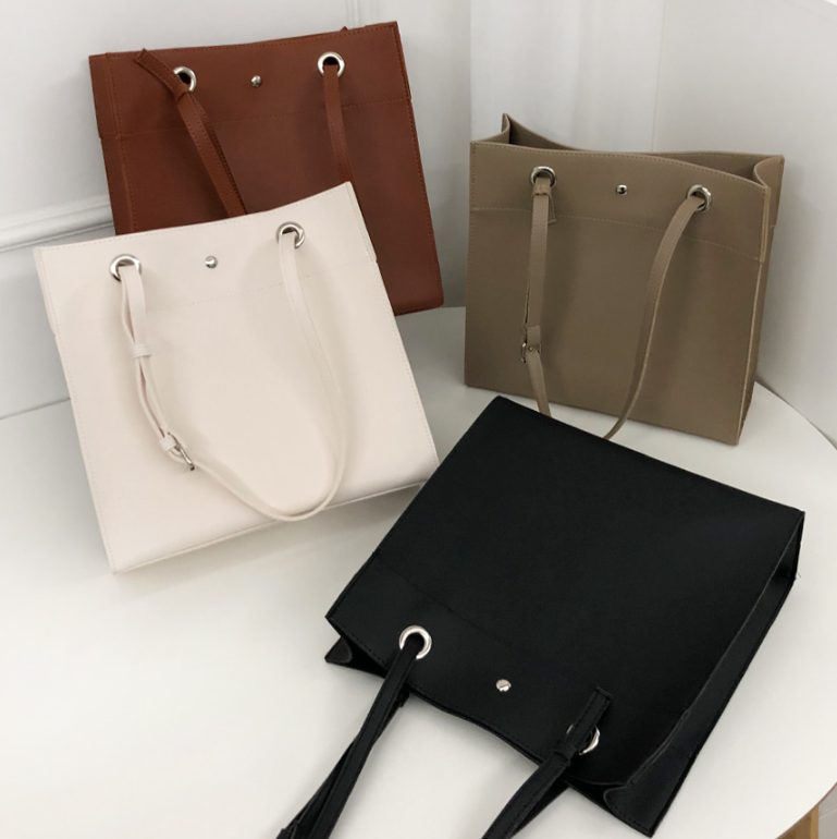 レザー調ポケットマグネットボタン無地トートバッグ | 詳細画像8