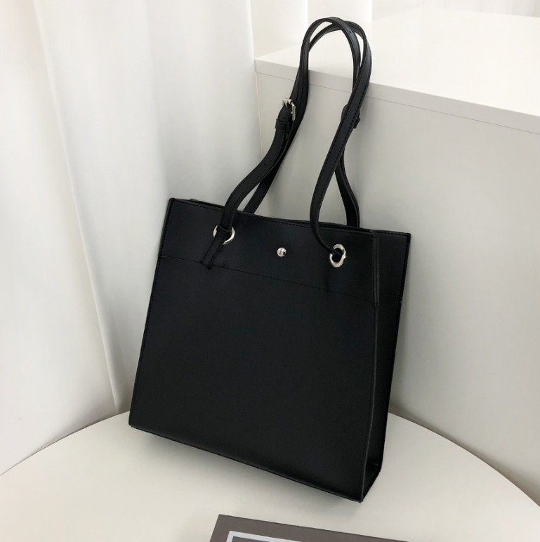 レザー調ポケットマグネットボタン無地トートバッグ | 詳細画像10