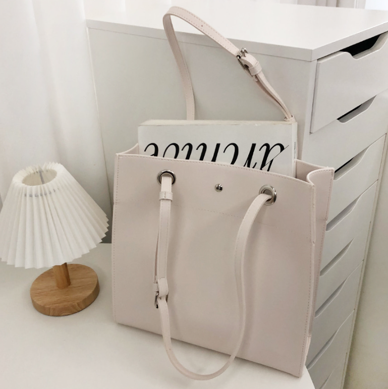 レザー調ポケットマグネットボタン無地トートバッグ | 詳細画像14