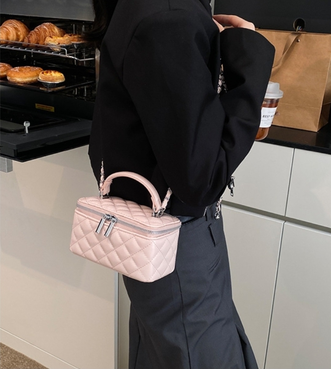 レザー調ダブルジップショルダーバッグ | 詳細画像3