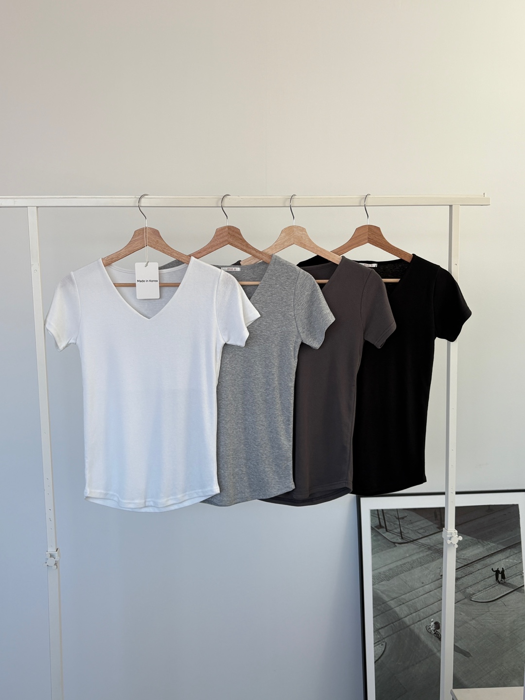 Vネックスリム半袖ハーフ無地Tシャツ | 詳細画像19