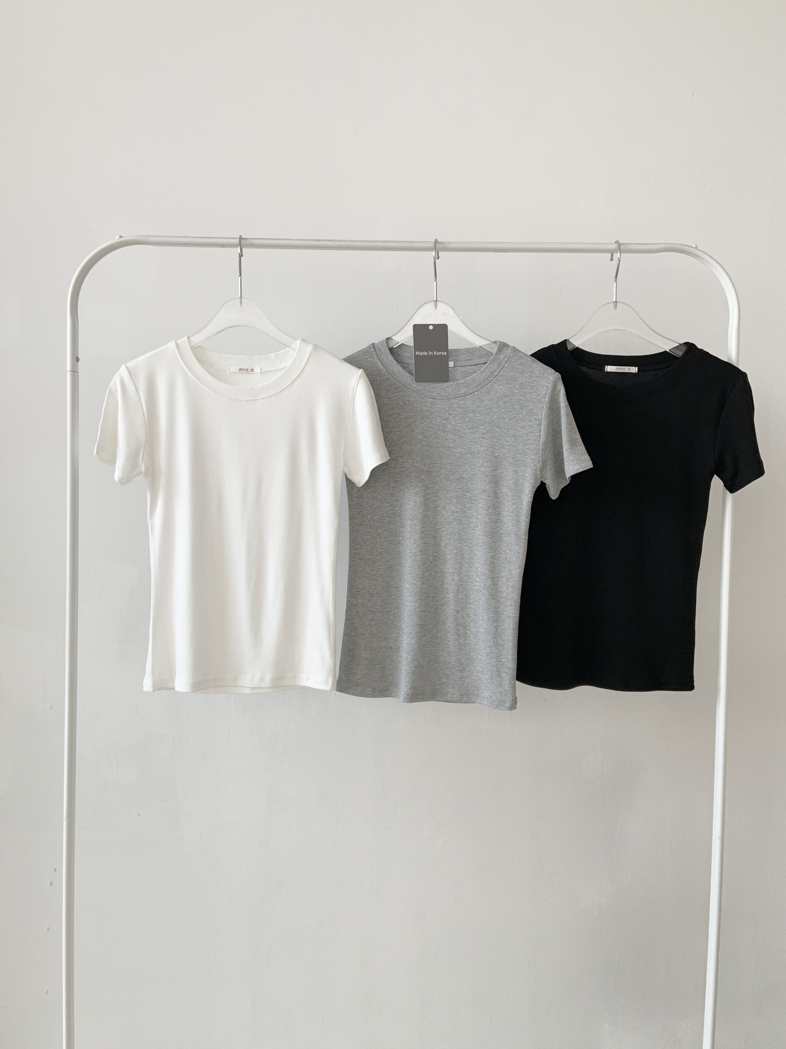 ラウンドネックベーシックスリム半袖無地Tシャツ | 詳細画像18