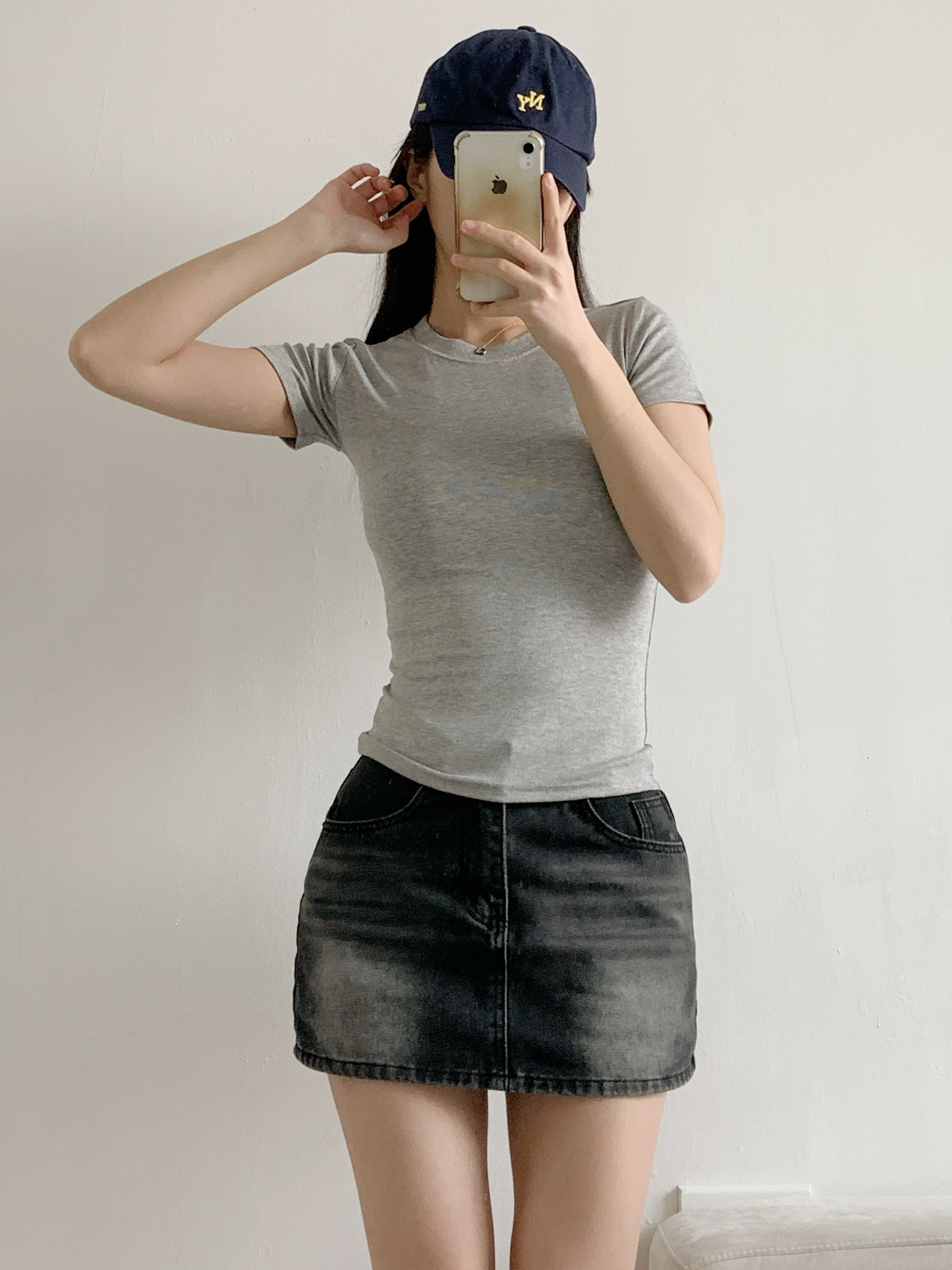 ラウンドネックベーシックスリム半袖無地Tシャツ | 詳細画像11