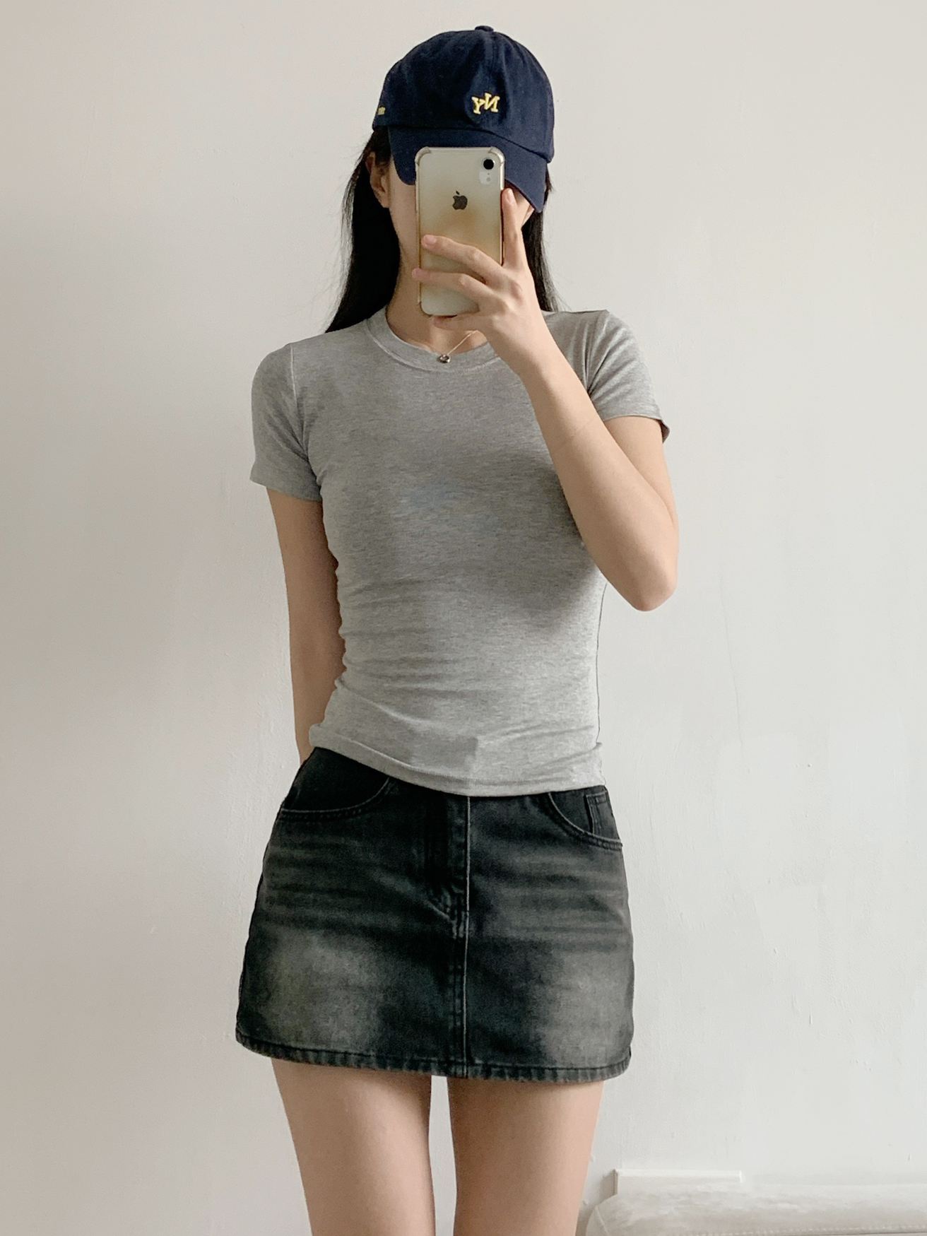 ラウンドネックベーシックスリム半袖無地Tシャツ | 詳細画像10