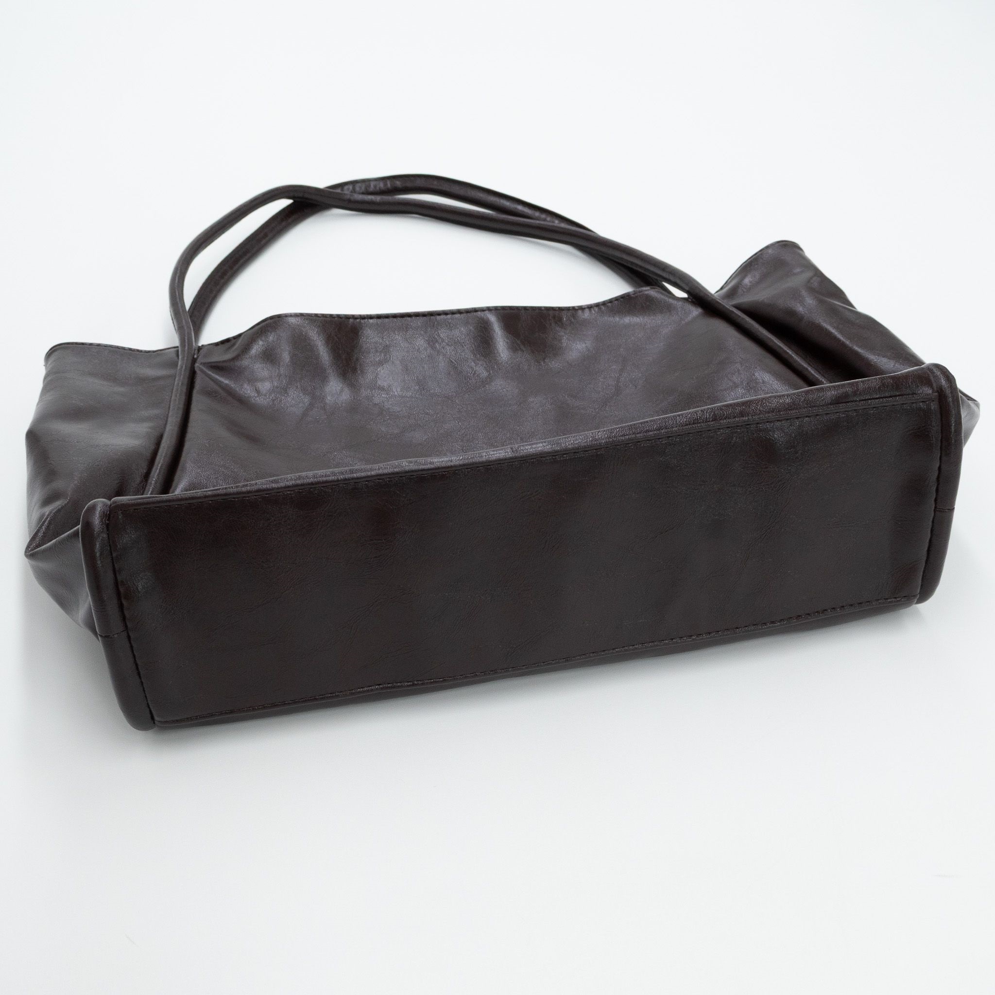 レザー調ポケットグロスビッグ無地トートバッグ | 詳細画像11