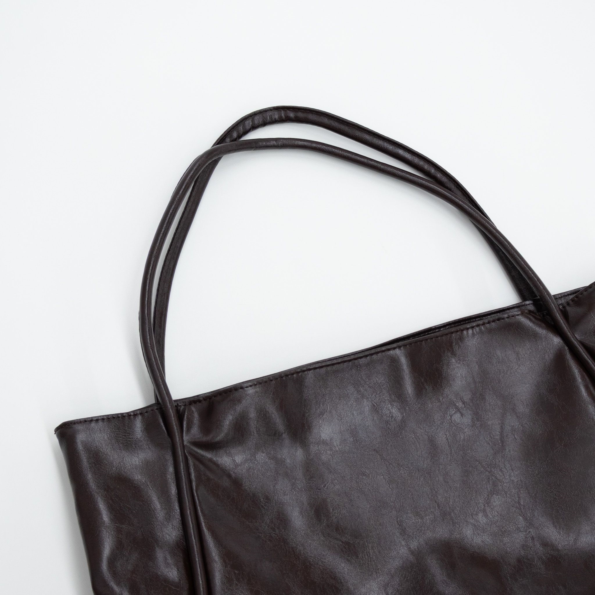 レザー調ポケットグロスビッグ無地トートバッグ | 詳細画像13