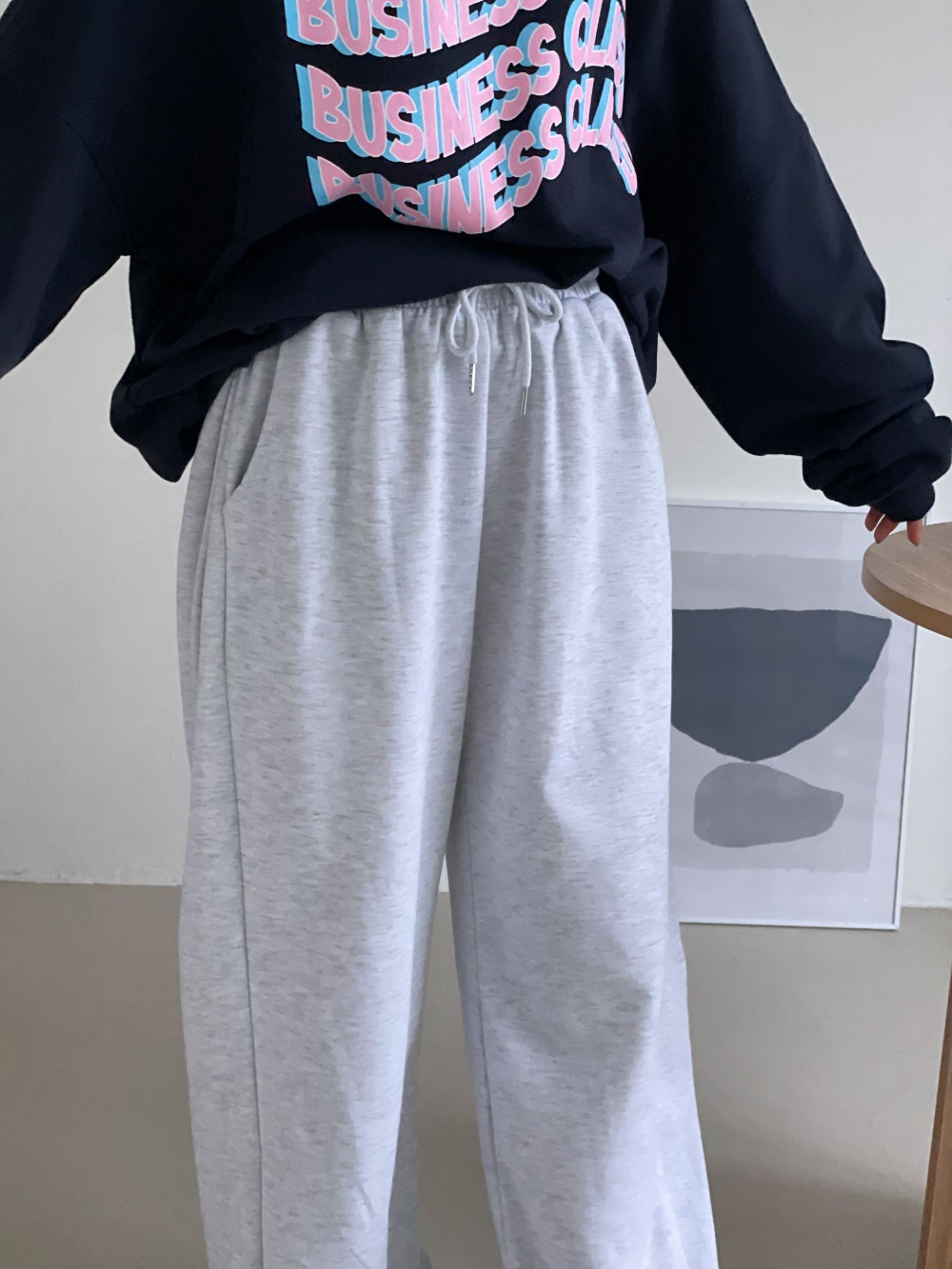 ドローストリングポケットウエストゴムロングワイドサイドピンタック無地パンツ[選べる丈] | 詳細画像6