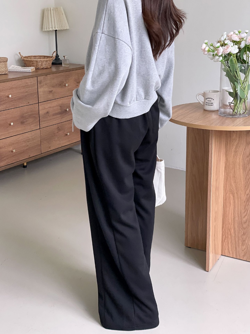 ドローストリングポケットウエストゴムロングワイドサイドピンタック無地パンツ[選べる丈] | 詳細画像16