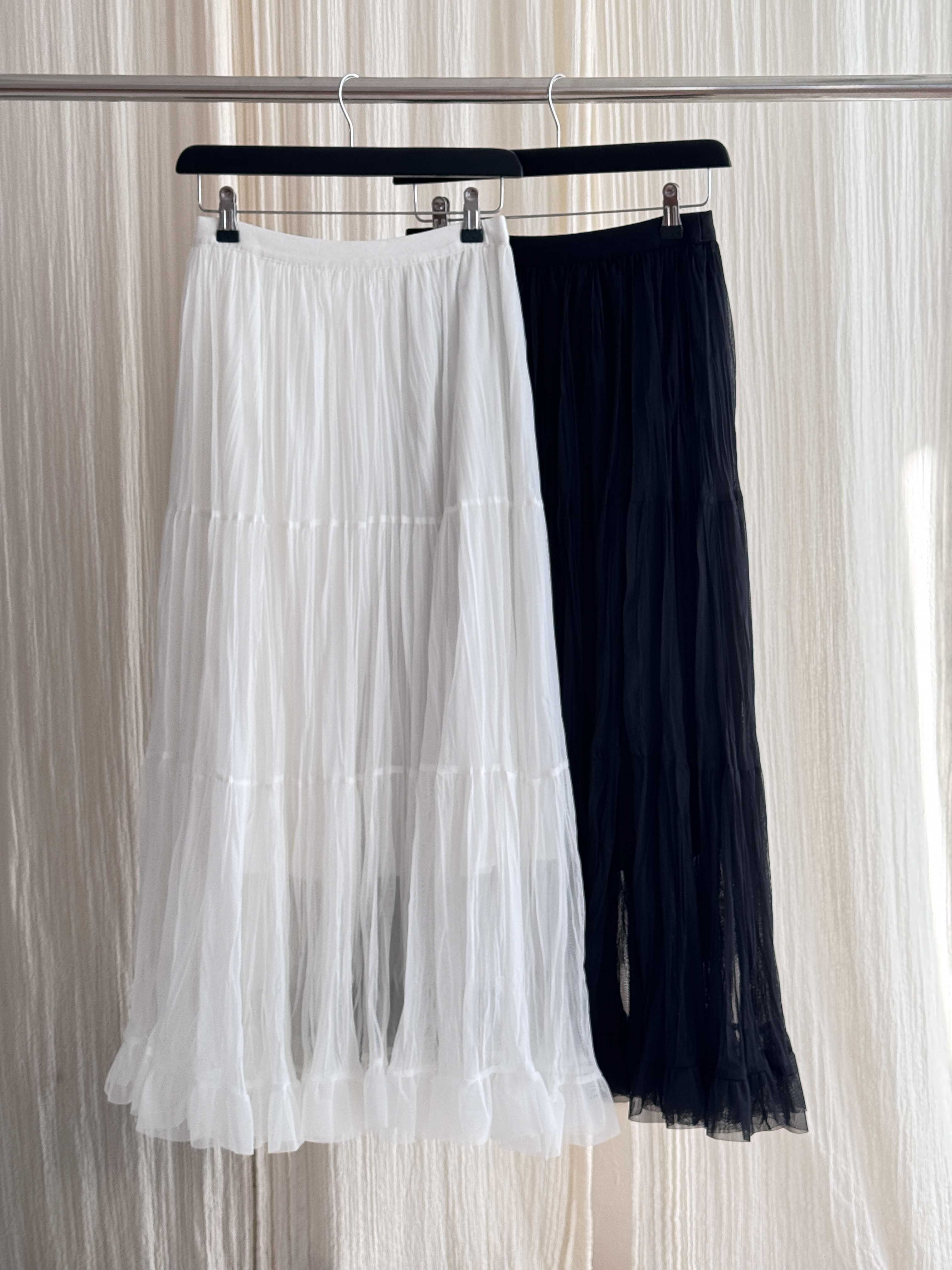 レースフリルリンクルティアードウエストゴムロング無地スカート | 詳細画像21