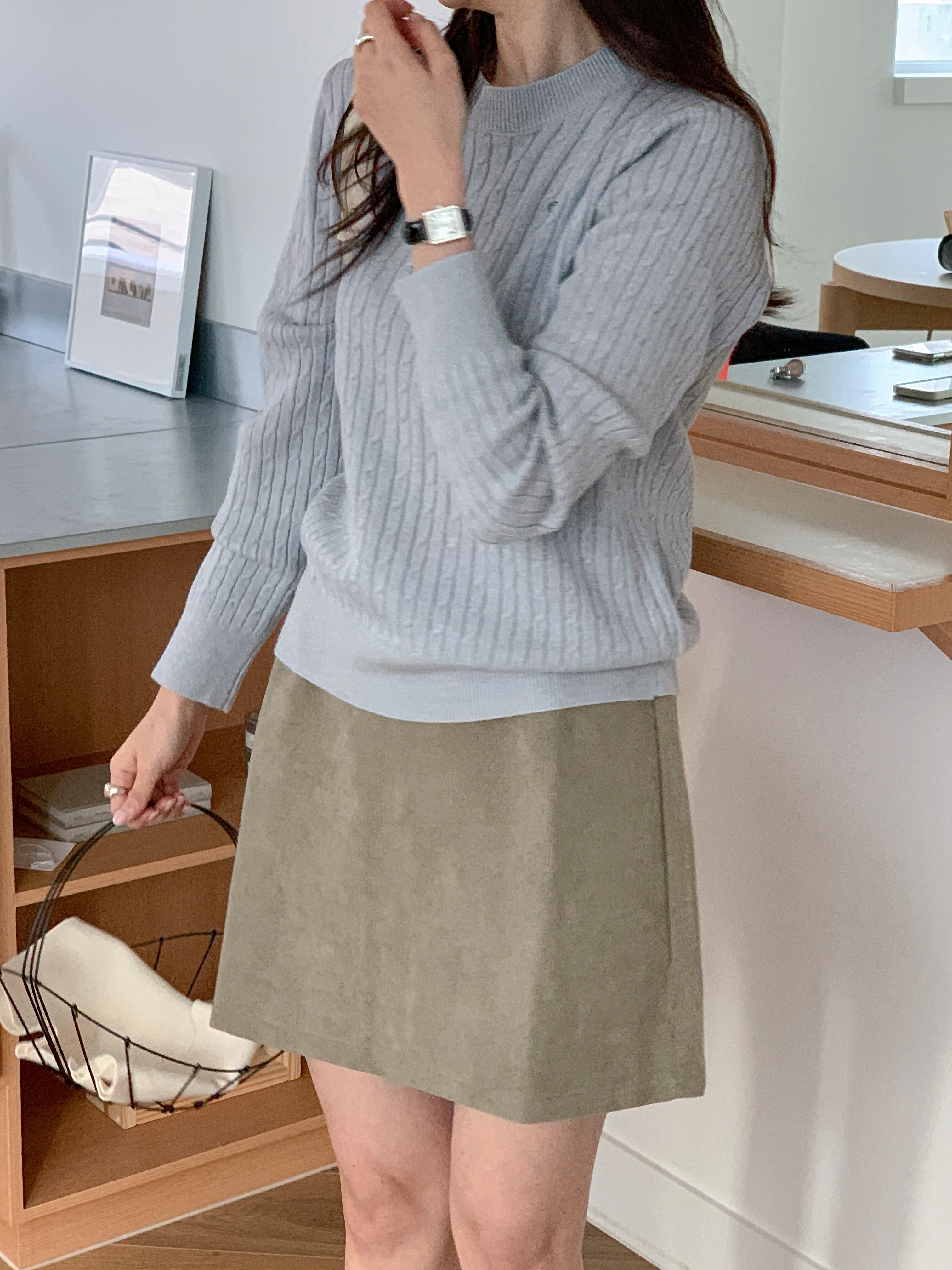 ラウンドネックベーシック長袖刺繍ケーブルリボン柄ニット | 詳細画像17