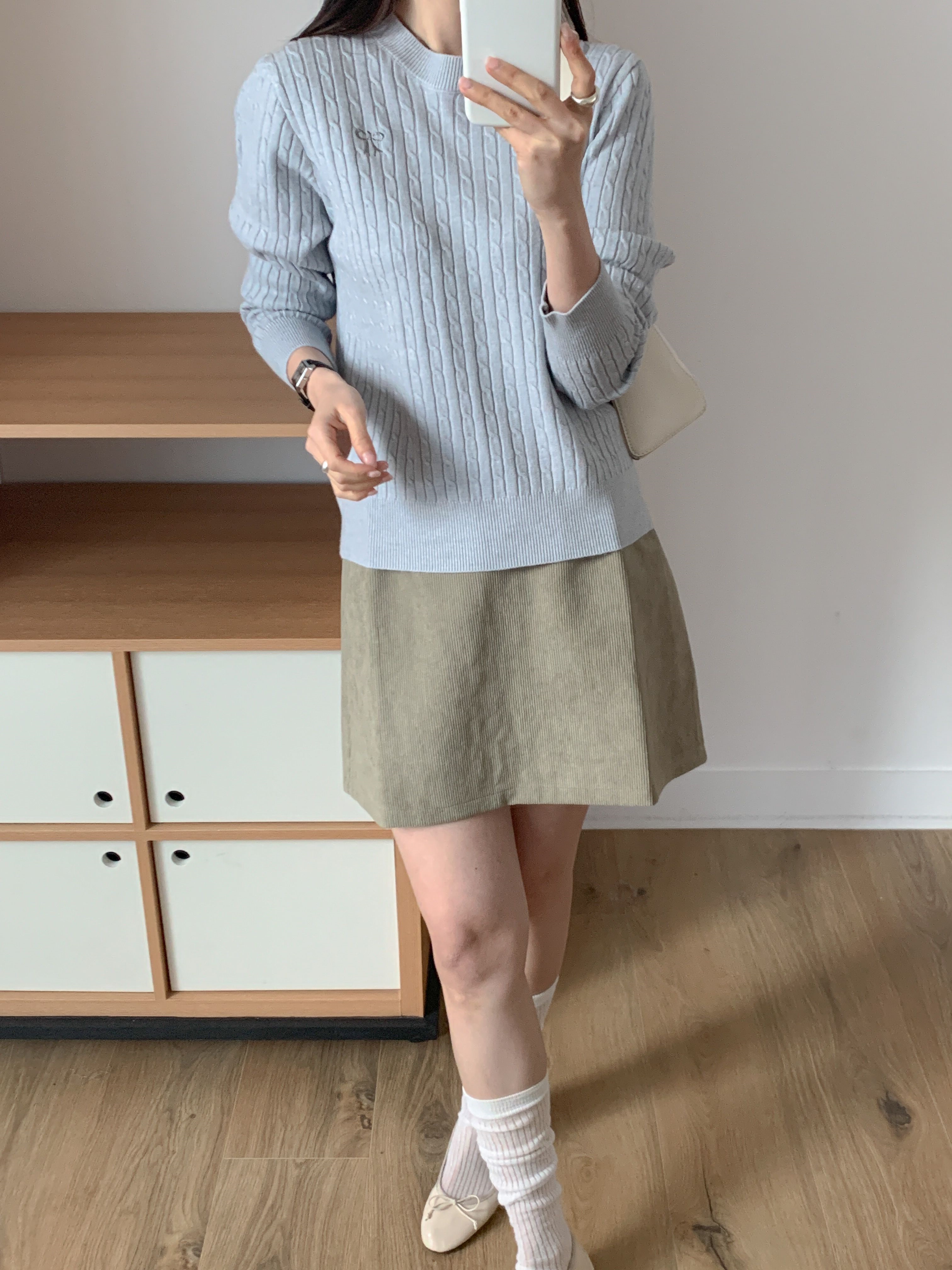 ラウンドネックベーシック長袖刺繍ケーブルリボン柄ニット | 詳細画像19