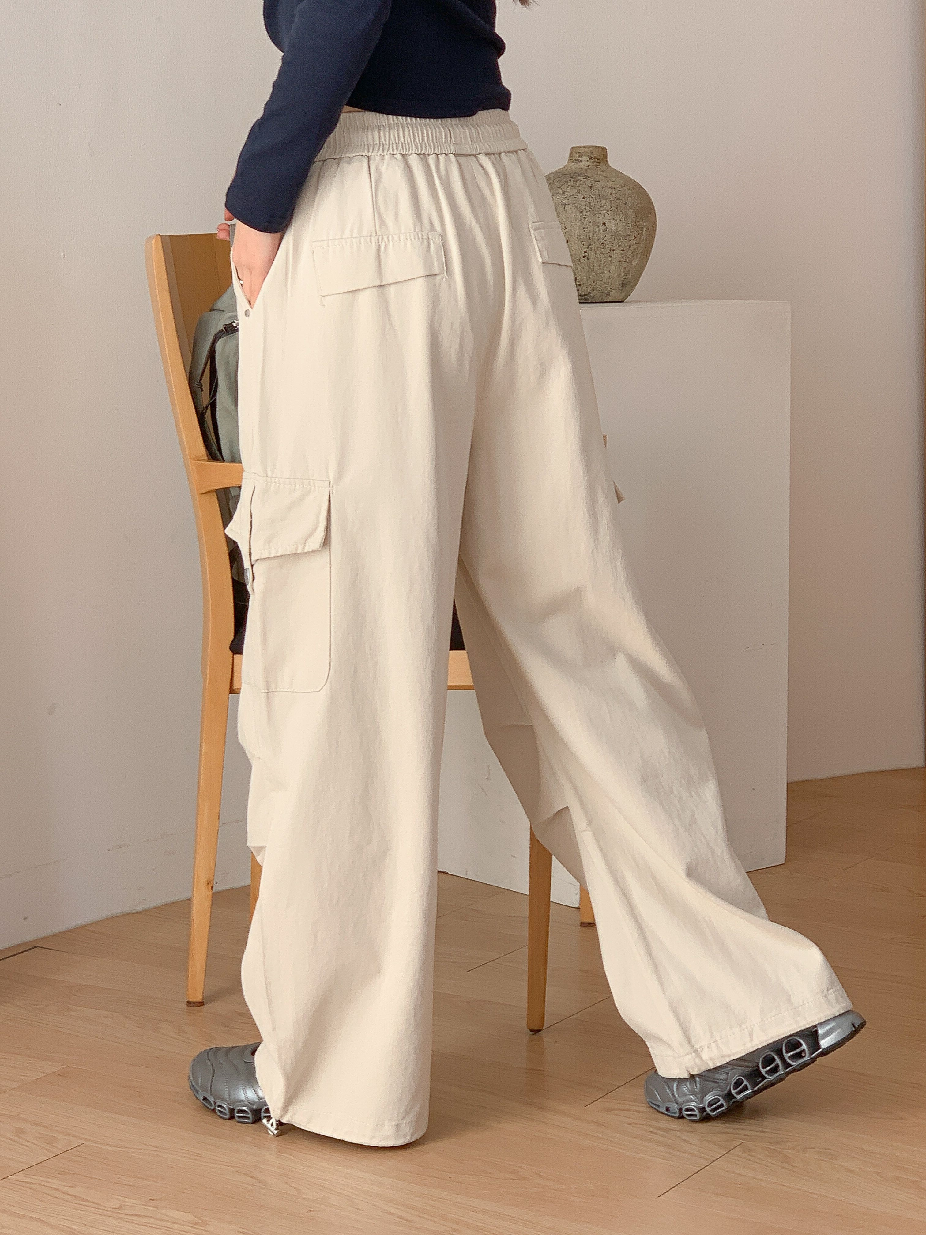 コットンドローストリングポケットラインカーゴドローコードロングリベットパンツ | 詳細画像16