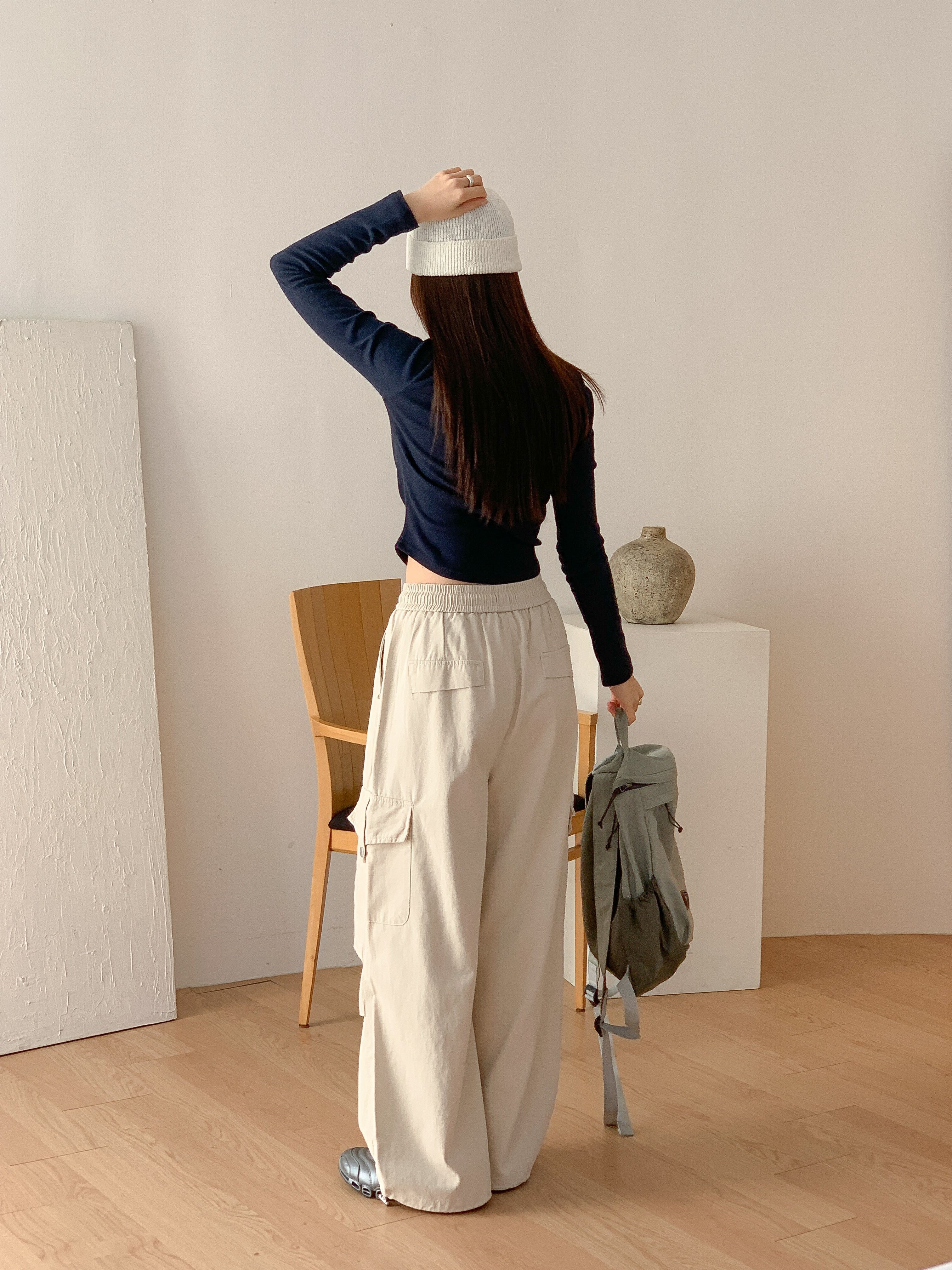 コットンドローストリングポケットラインカーゴドローコードロングリベットパンツ | 詳細画像17