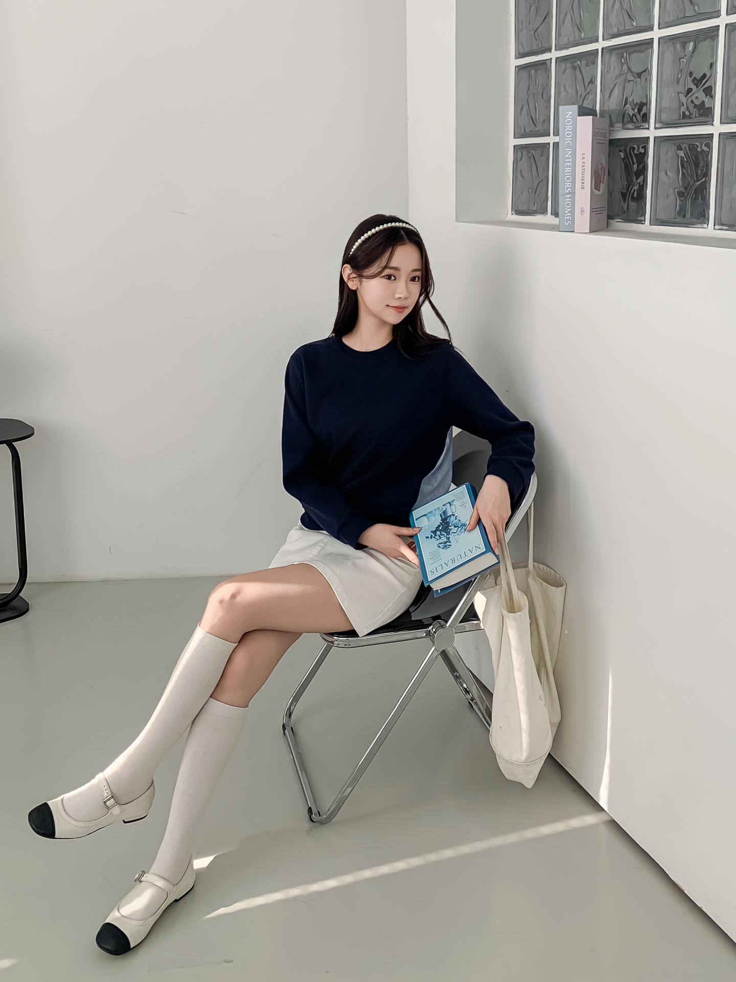 コンビラウンドネックパフスリーブルーズ長袖ギャザーストライプスウェット | 詳細画像26