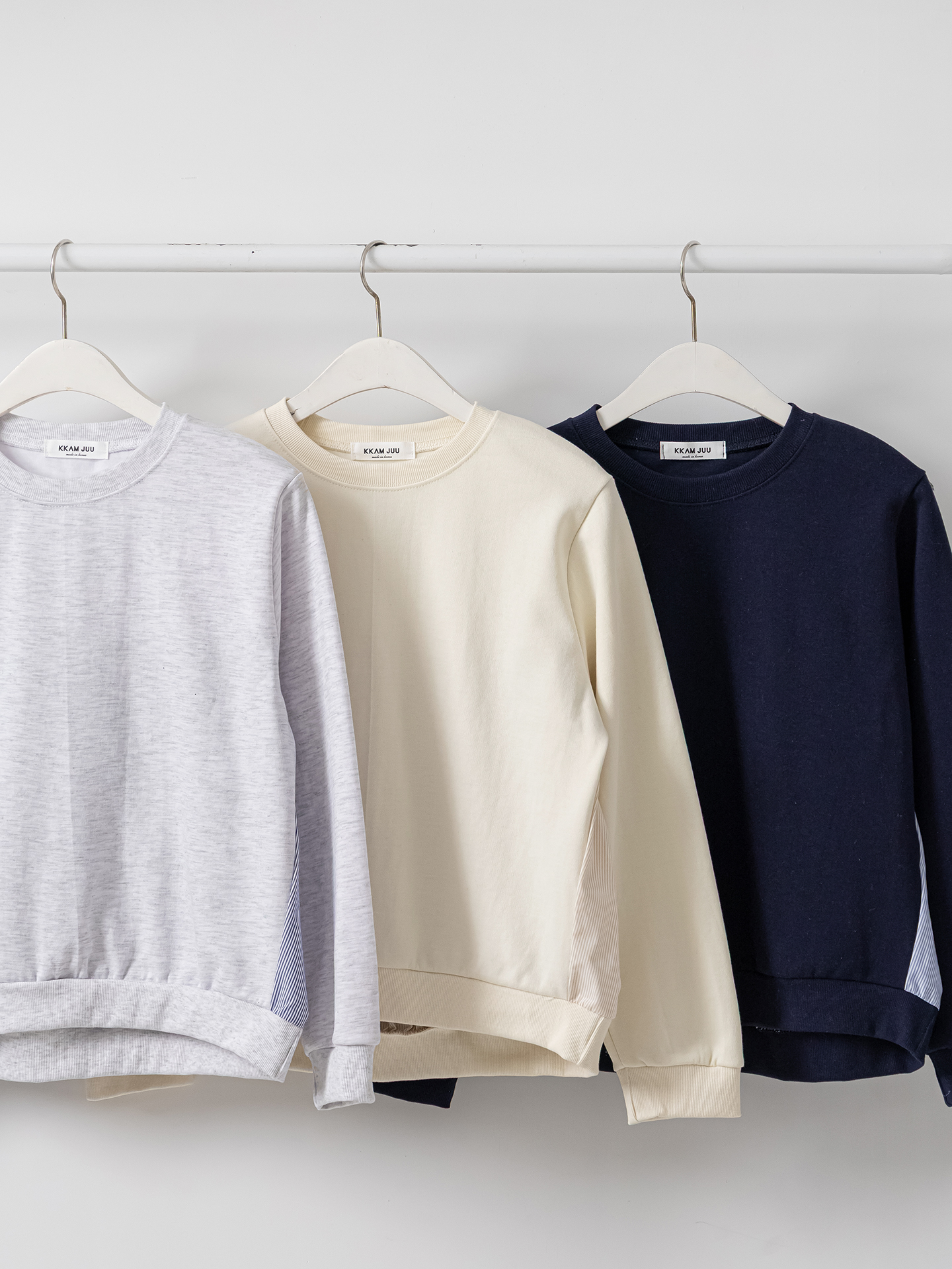 コンビラウンドネックパフスリーブルーズ長袖ギャザーストライプスウェット | 詳細画像33