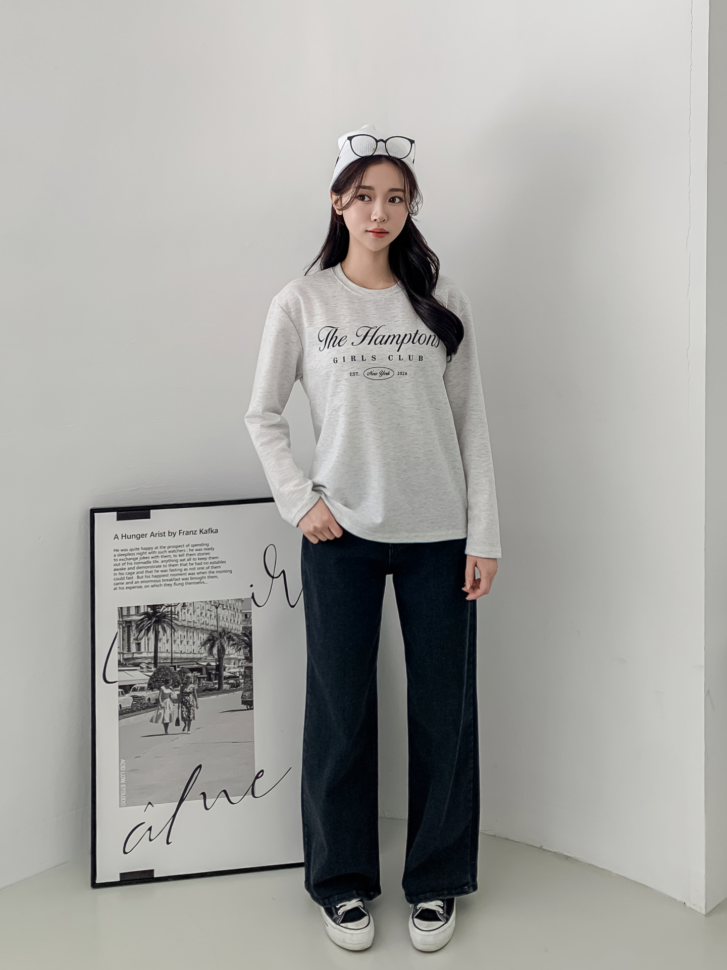 ラウンドネックベーシック長袖レタリングTシャツ | 詳細画像2