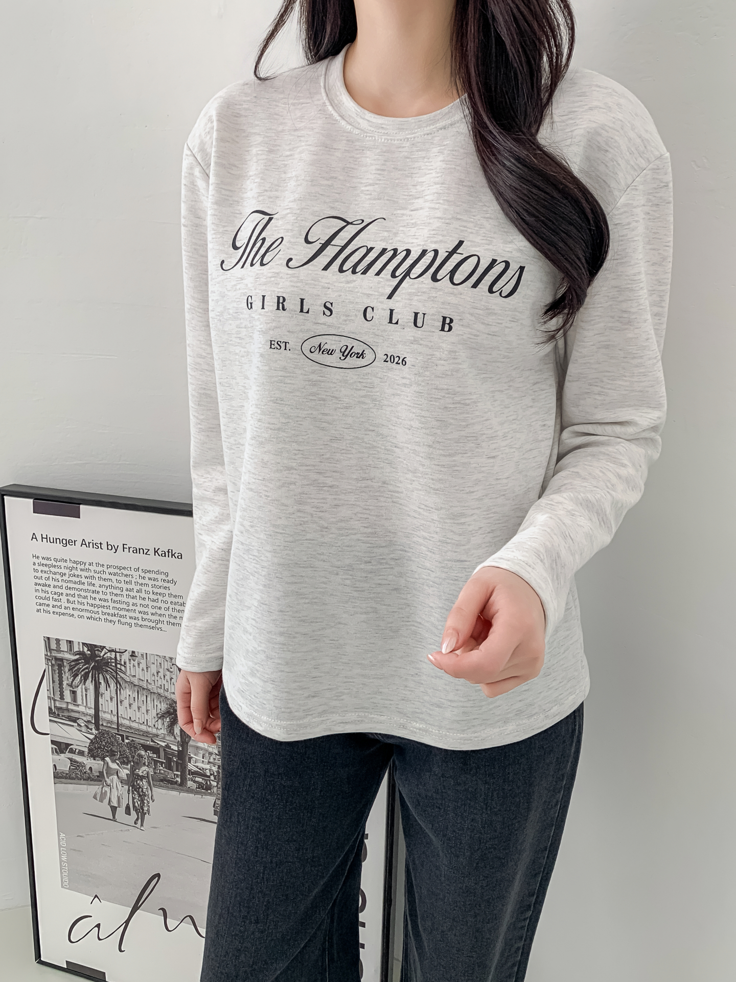 ラウンドネックベーシック長袖レタリングTシャツ | 詳細画像11