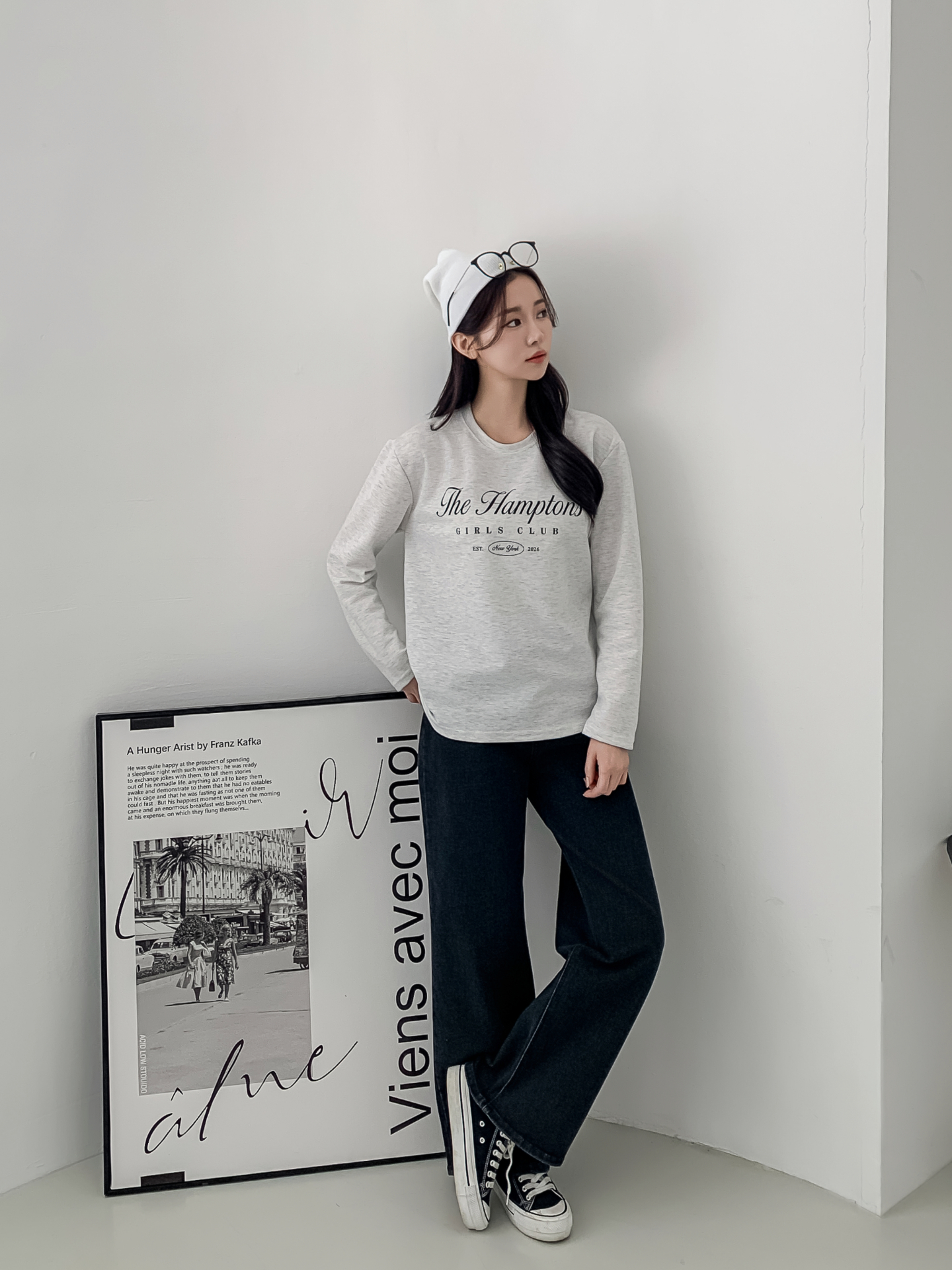 ラウンドネックベーシック長袖レタリングTシャツ | 詳細画像4