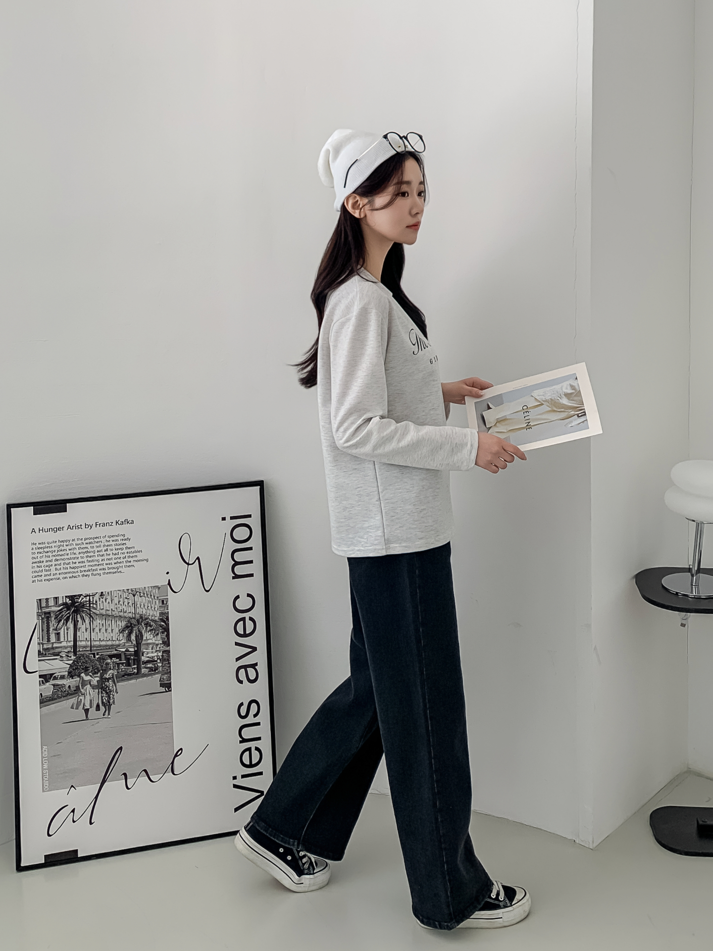 ラウンドネックベーシック長袖レタリングTシャツ | 詳細画像5