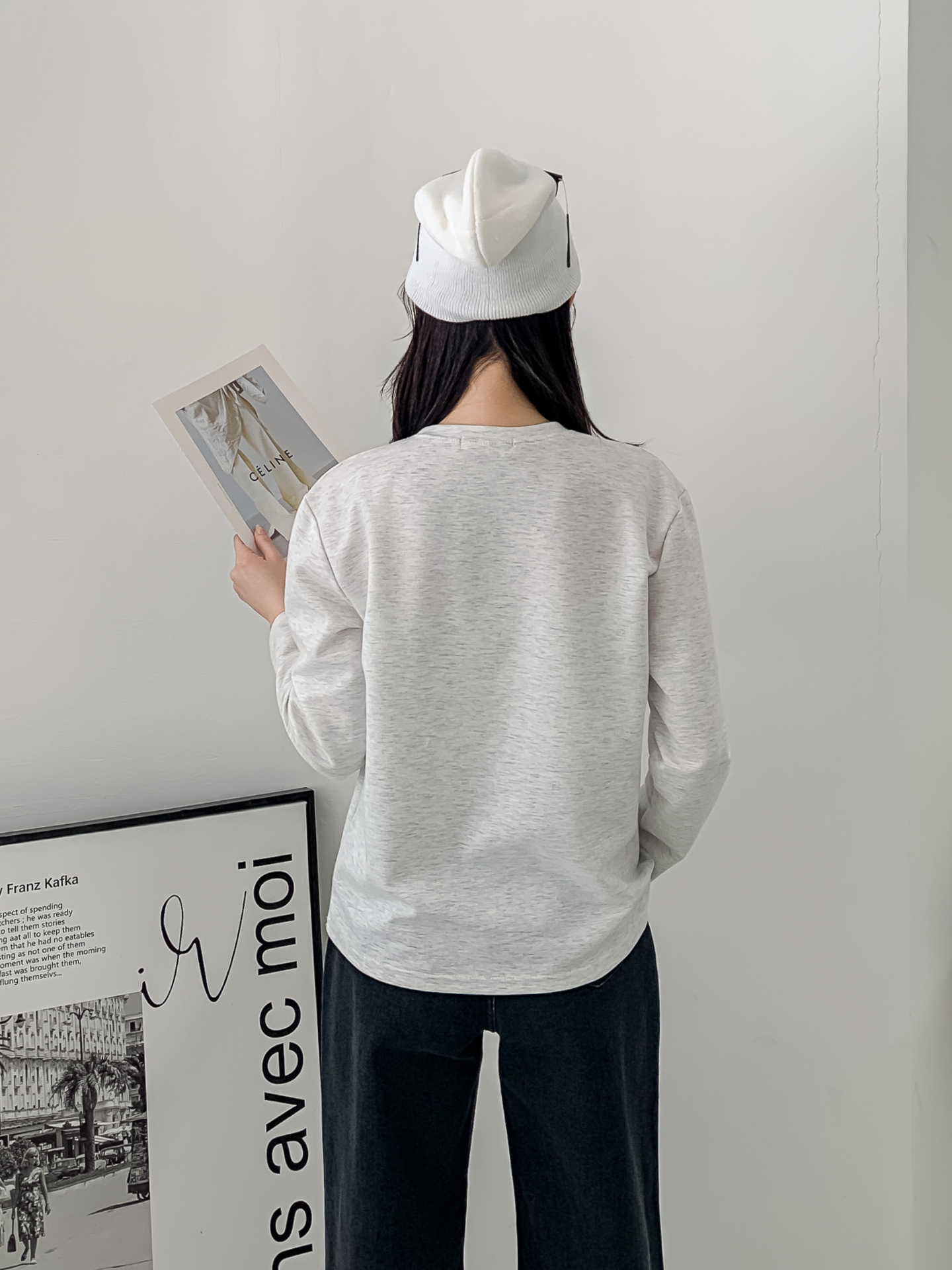 ラウンドネックベーシック長袖レタリングTシャツ | 詳細画像6