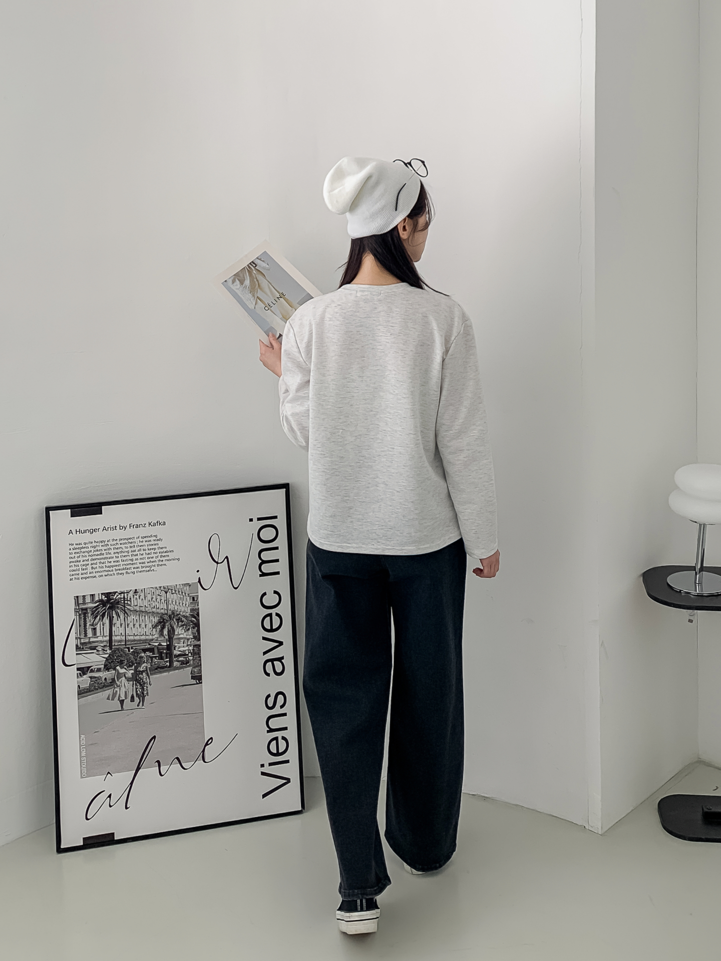 ラウンドネックベーシック長袖レタリングTシャツ | 詳細画像7