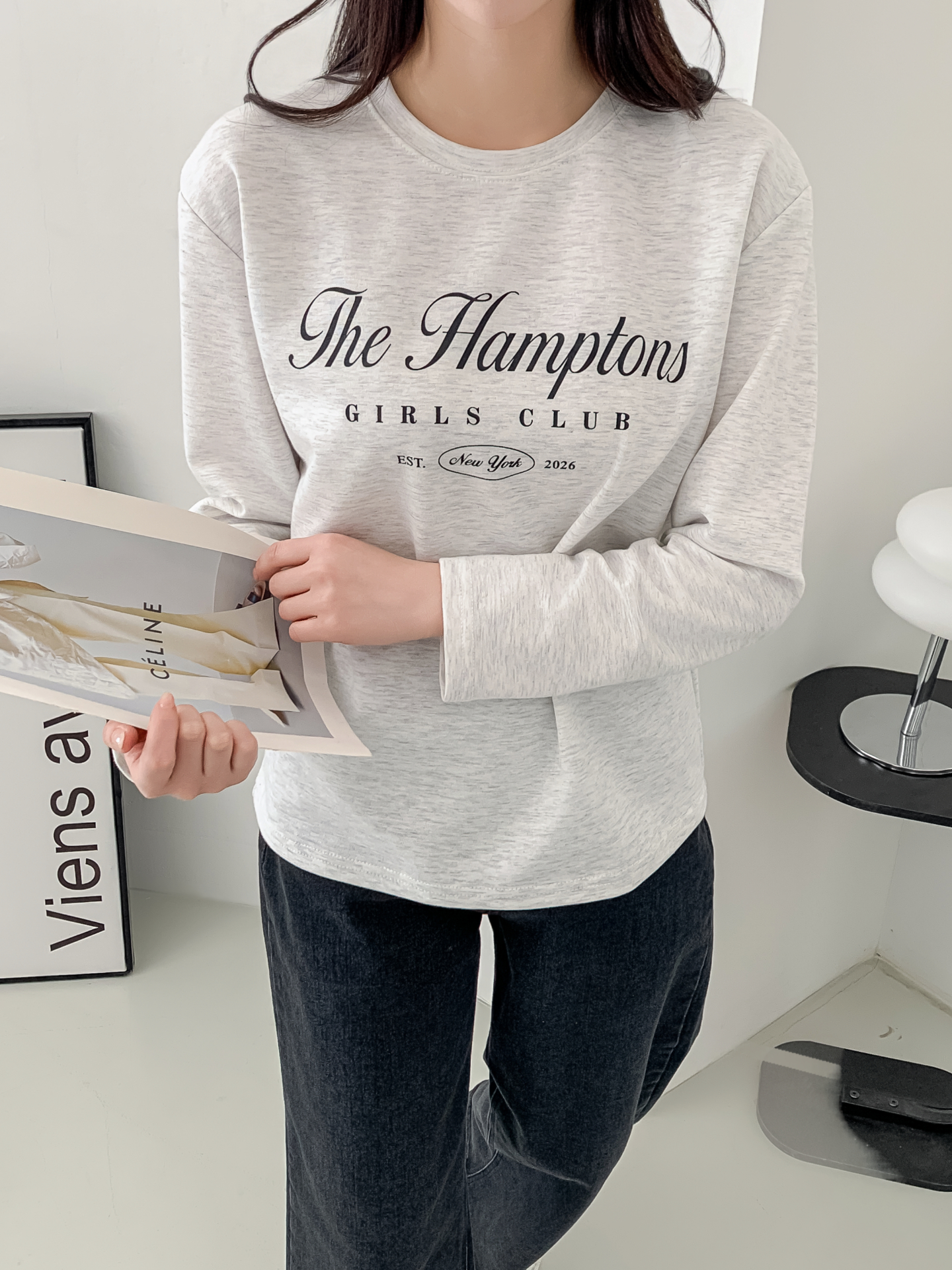 ラウンドネックベーシック長袖レタリングTシャツ | 詳細画像15