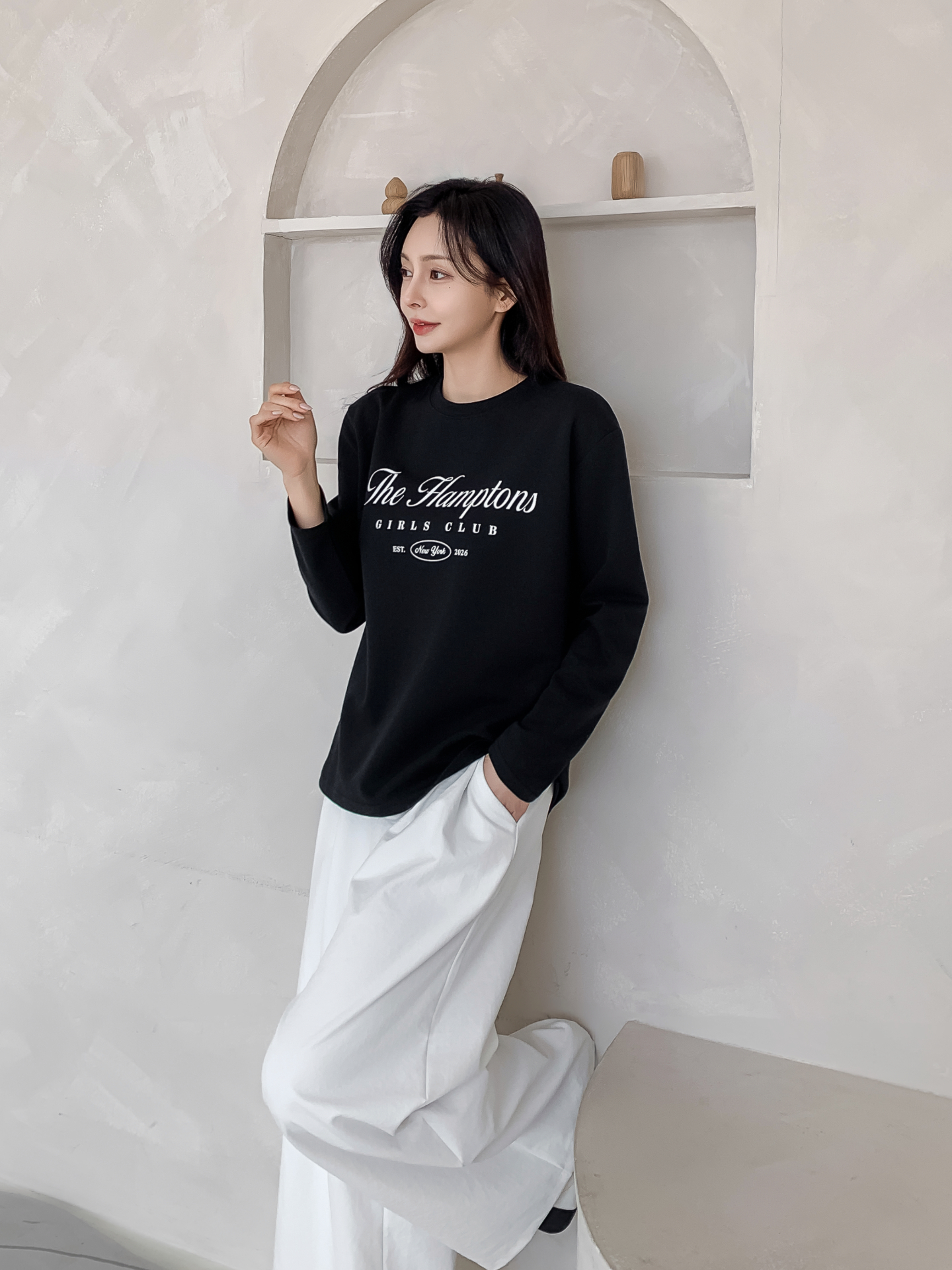 ラウンドネックベーシック長袖レタリングTシャツ | 詳細画像25