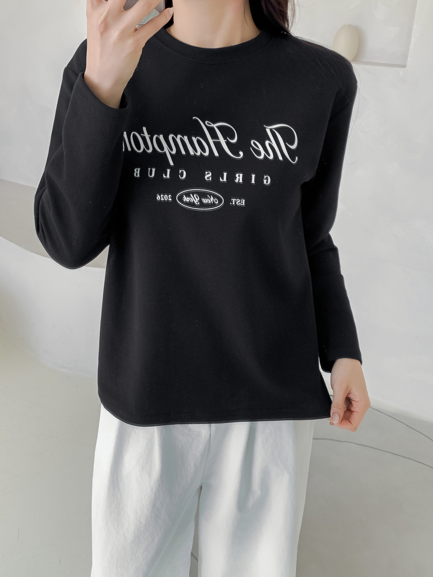 ラウンドネックベーシック長袖レタリングTシャツ | 詳細画像28