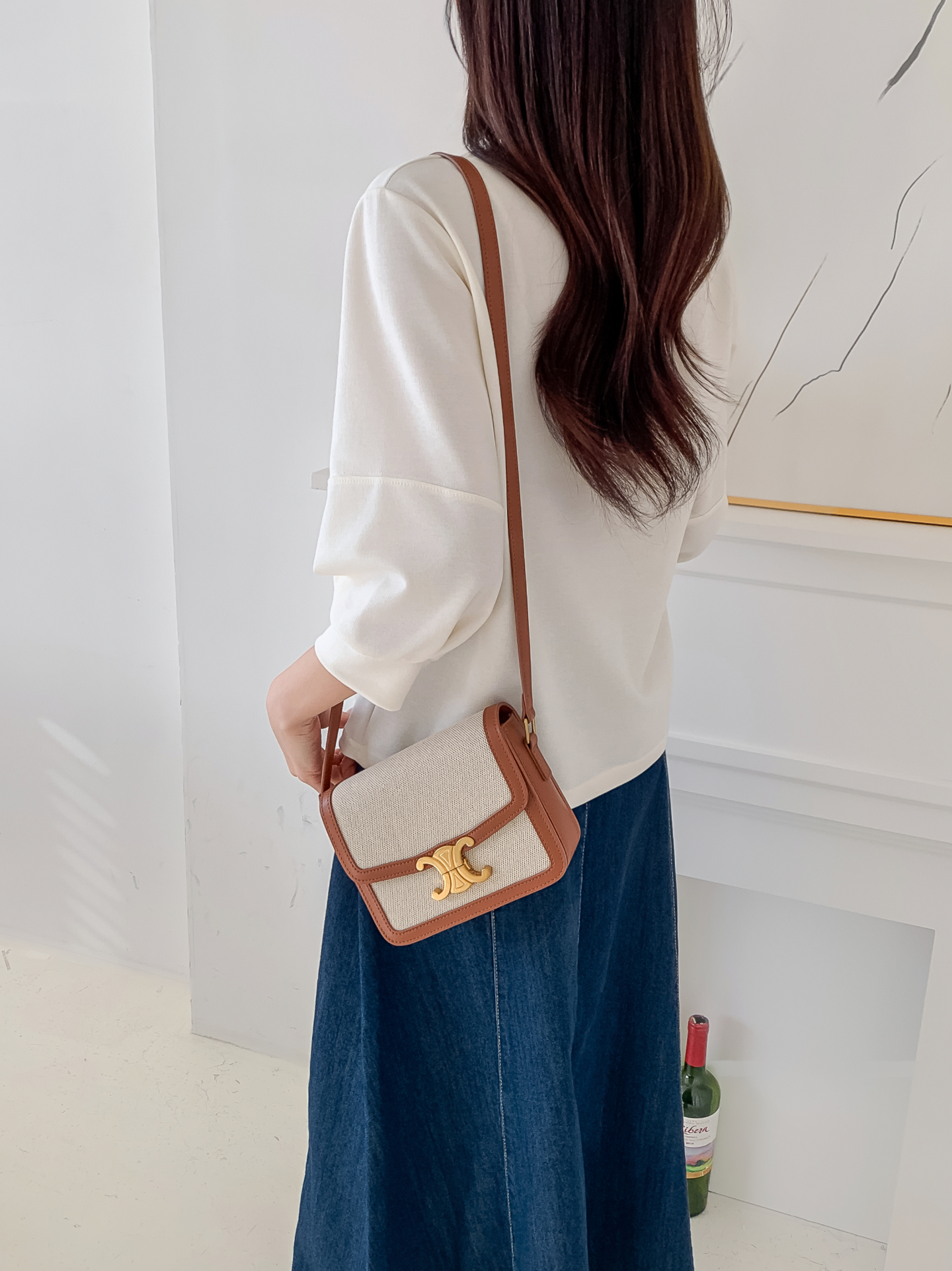 ラウンドネックパフスリーブルーズ7分袖無地スウェット | 詳細画像7