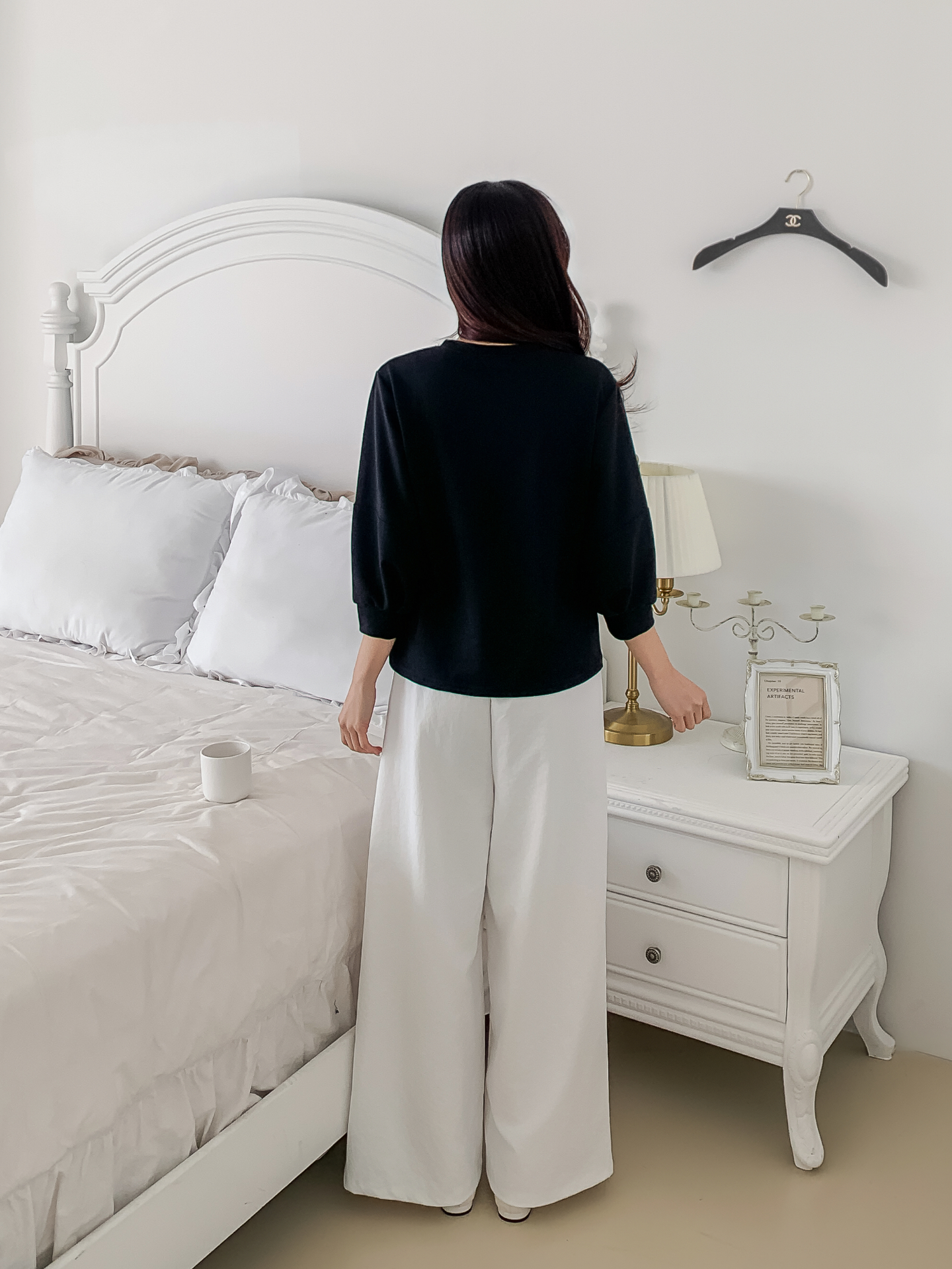 ラウンドネックパフスリーブルーズ7分袖無地スウェット | 詳細画像21