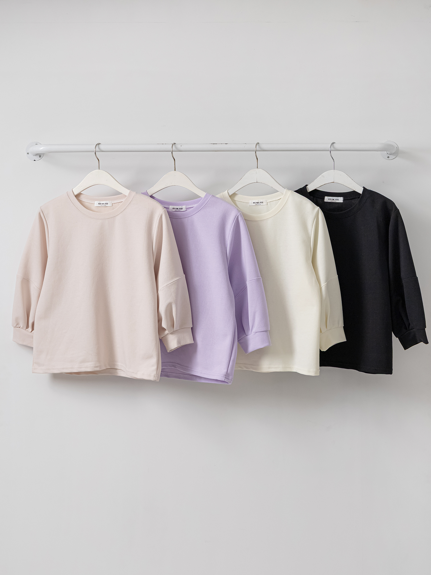 ラウンドネックパフスリーブルーズ7分袖無地スウェット | 詳細画像33