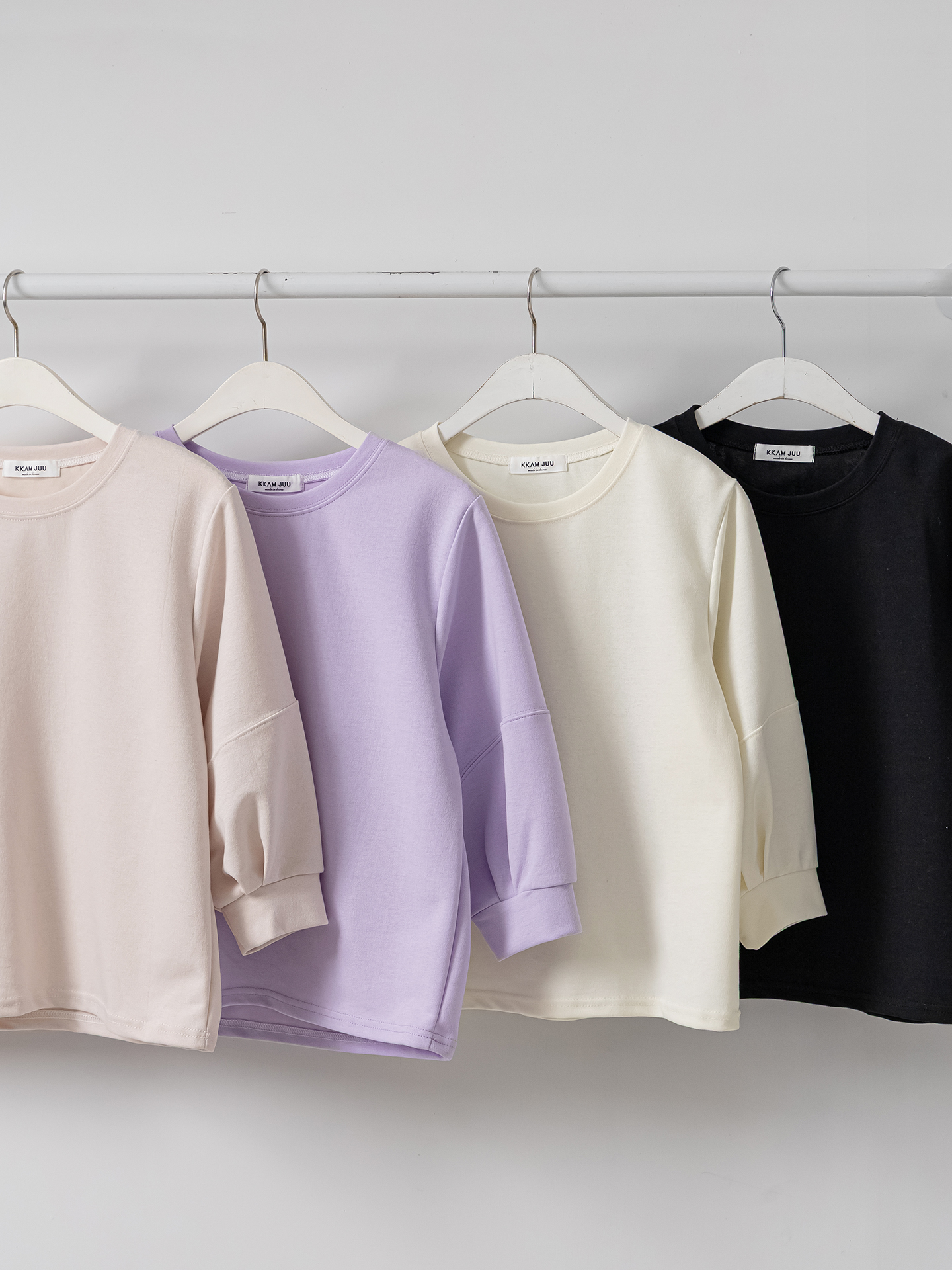 ラウンドネックパフスリーブルーズ7分袖無地スウェット | 詳細画像34