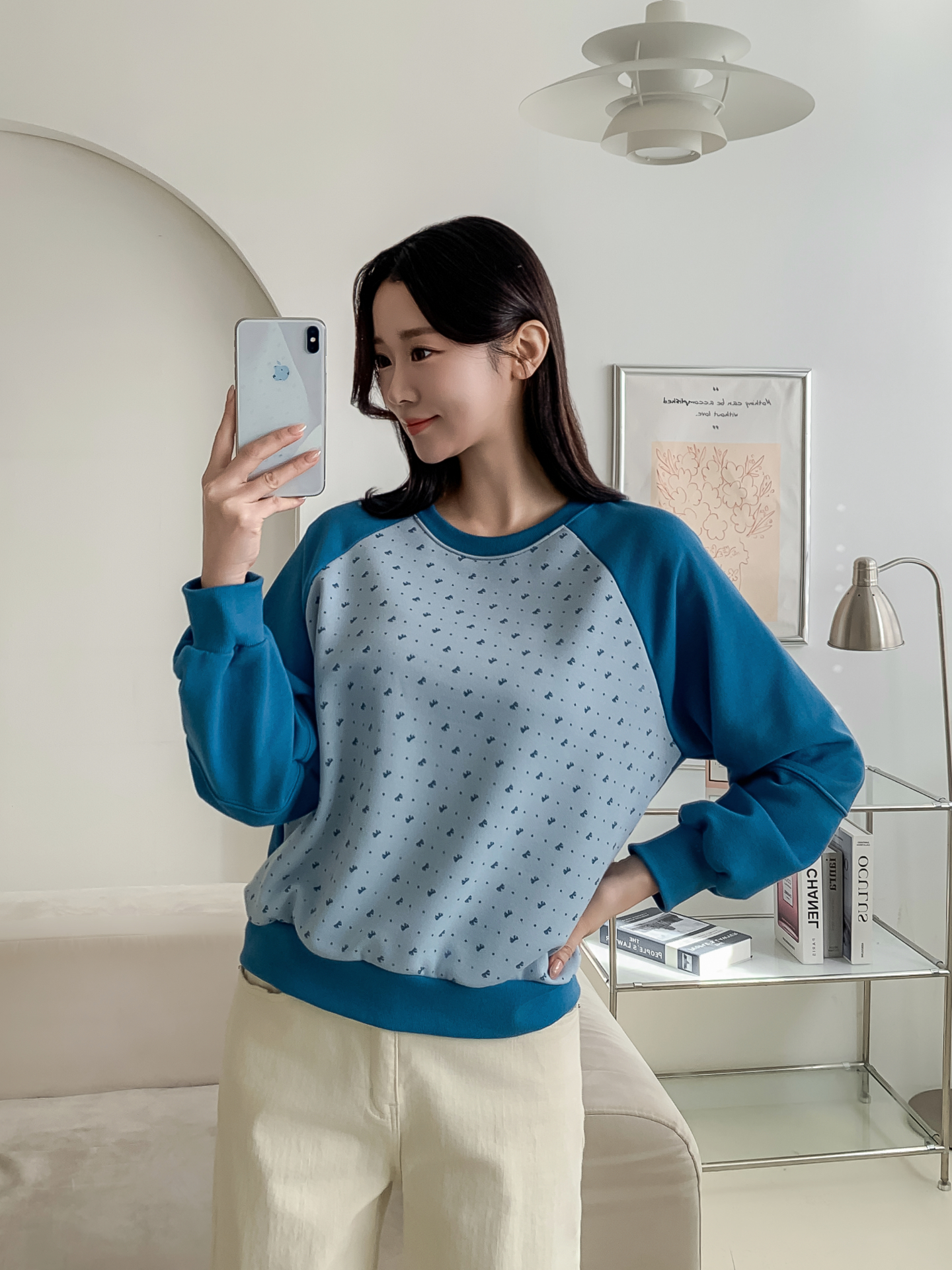 ラウンドネックパッチラグランルーズ長袖ドットスウェット | 詳細画像31